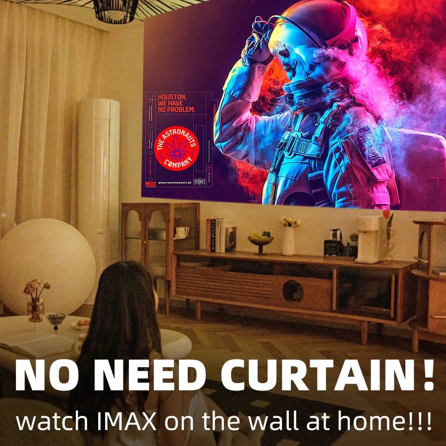 4K home theater projector, built-in WiFi, screen mirroring from phones, no screen needed. Suitable for bedroom, student. Built-in Android system, speaker. Fast local shipping. Gifts for Mother's Day, Father's Day, and Childre