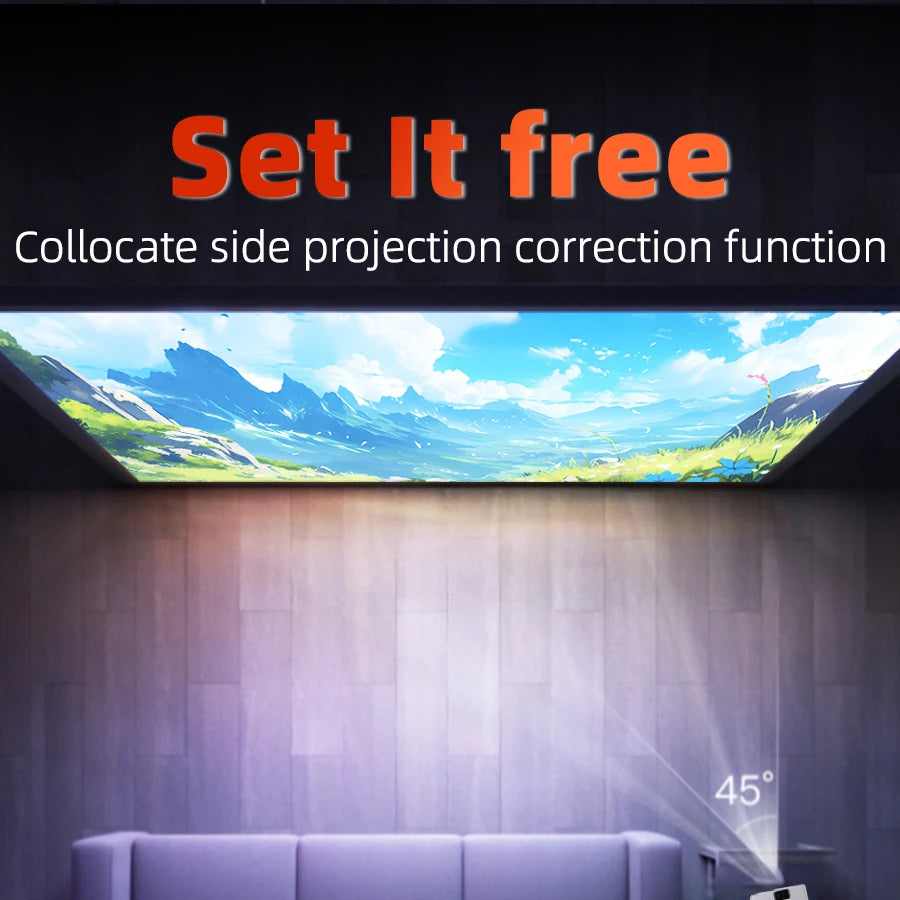 4K home theater projector, built-in WiFi, screen mirroring from phones, no screen needed. Suitable for bedroom, student. Built-in Android system, speaker. Fast local shipping. Gifts for Mother's Day, Father's Day, and Childre