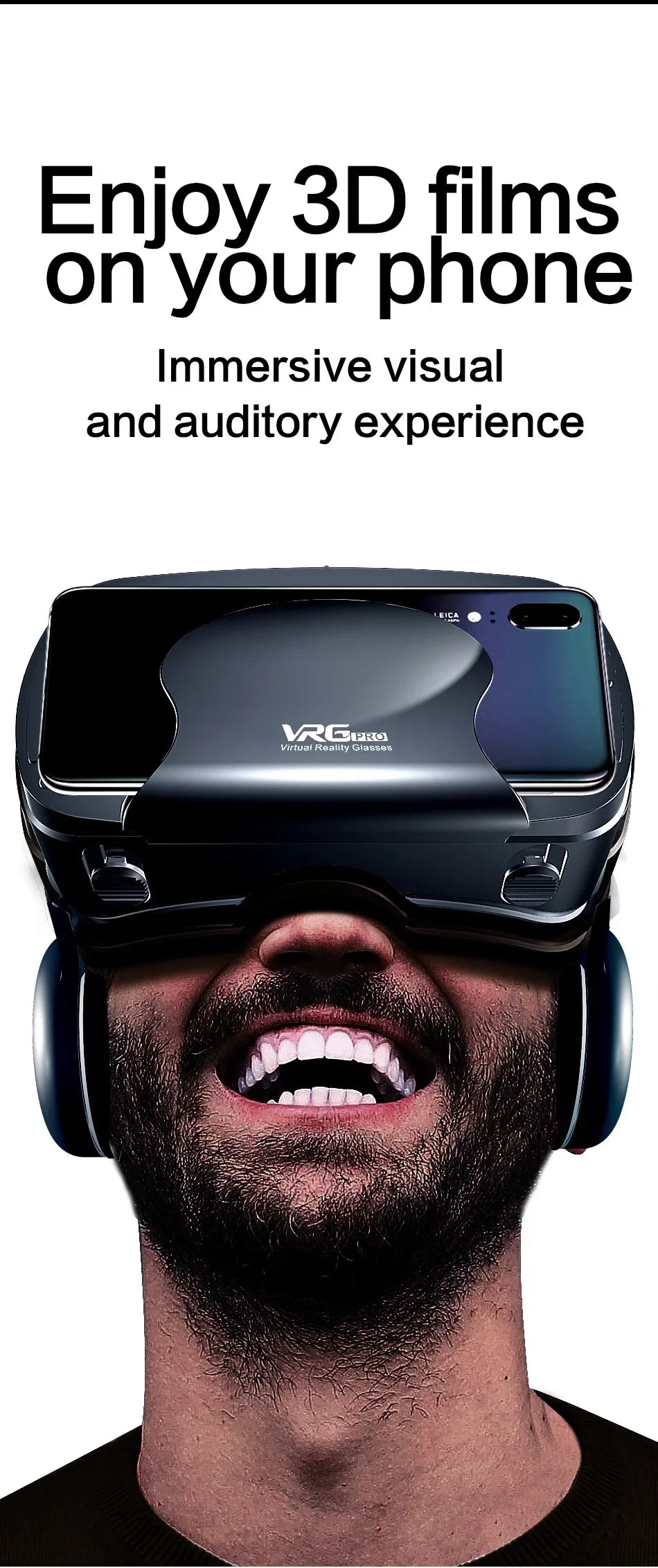 VRG Pro Virtual Reality VR Glasses Headset Devices Viar 3D Helmet Goggles Lenses Smart For Smartphone Cell Phone Mobile Game Set