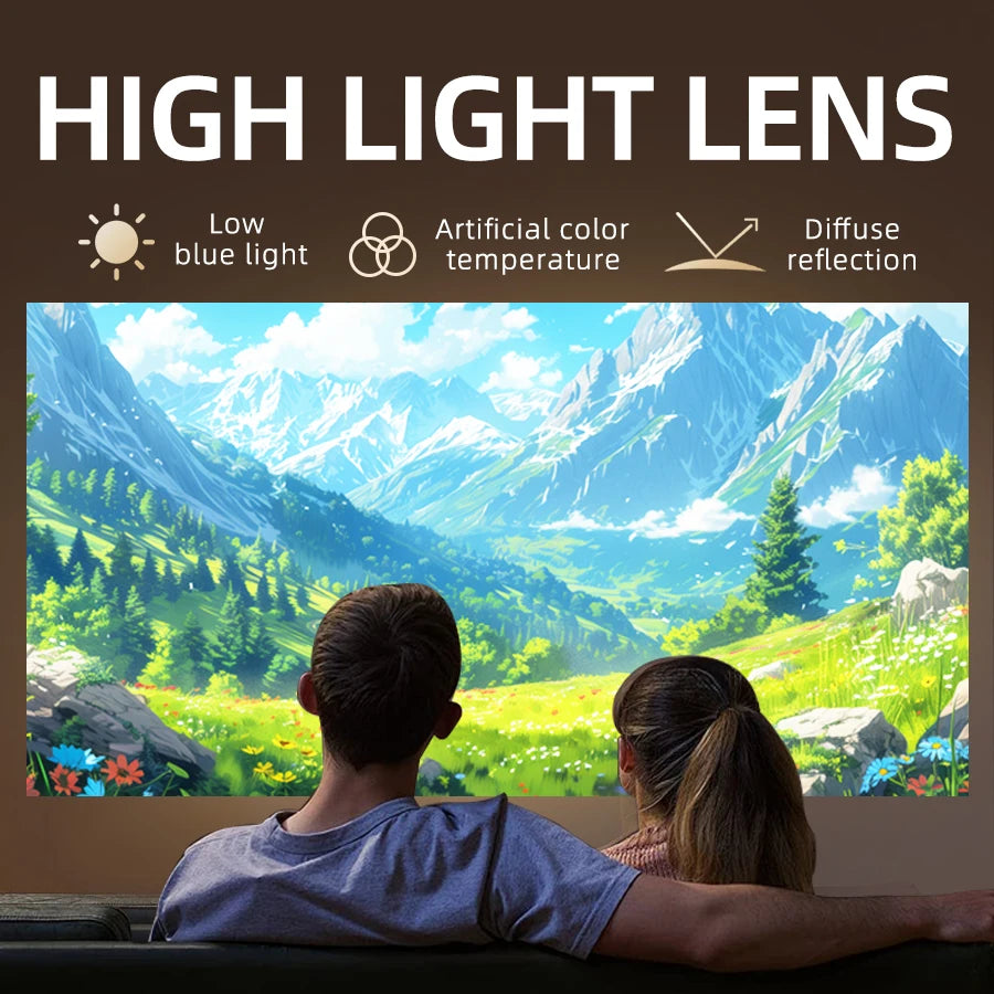 4K home theater projector, built-in WiFi, screen mirroring from phones, no screen needed. Suitable for bedroom, student. Built-in Android system, speaker. Fast local shipping. Gifts for Mother's Day, Father's Day, and Childre