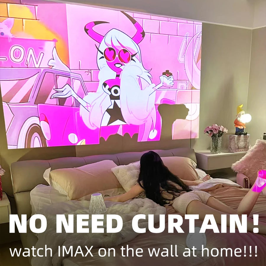 4K home theater projector, built-in WiFi, screen mirroring from phones, no screen needed. Suitable for bedroom, student. Built-in Android system, speaker. Fast local shipping. Gifts for Mother's Day, Father's Day, and Childre